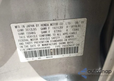 2010 Honda Fit Sport z USA, uszkodzony, nr VIN JHMGE8H48AC004060